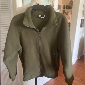 Olive Green Zip-Up thick and warm Fleece Jacket